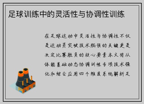 足球训练中的灵活性与协调性训练