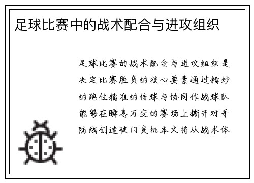 足球比赛中的战术配合与进攻组织