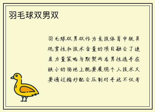 羽毛球双男双